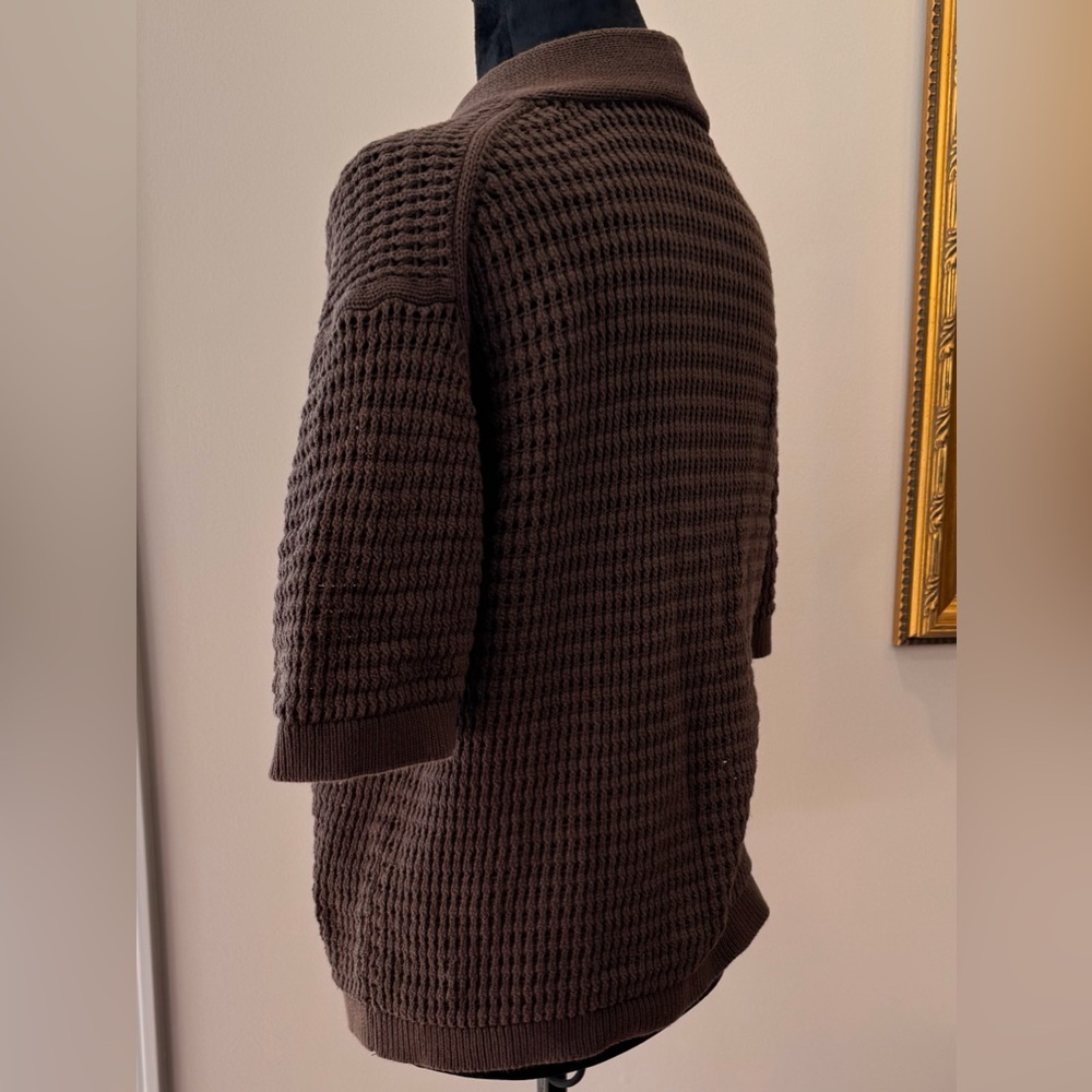 Josephine Chaus one button open weave ladies shrug‎ sweater size XL cotton brown - Picture 4 of 16